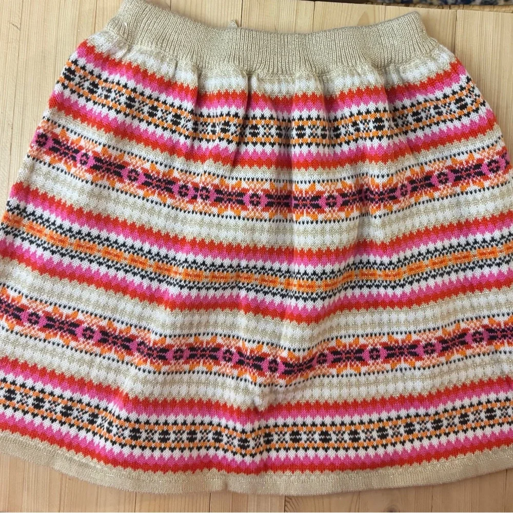 OshKosh B’gosh Girls Fair Isle Knit Sweater Skirt Pink Orange Size 5T Cozy